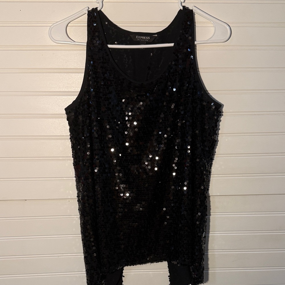 Express Black Sequin Tank Top